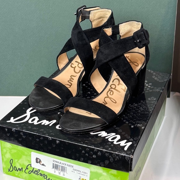 Ladies Sam Edelman Sonia Suede Block Heel Sandals, Size 6 - Picture 1 of 7